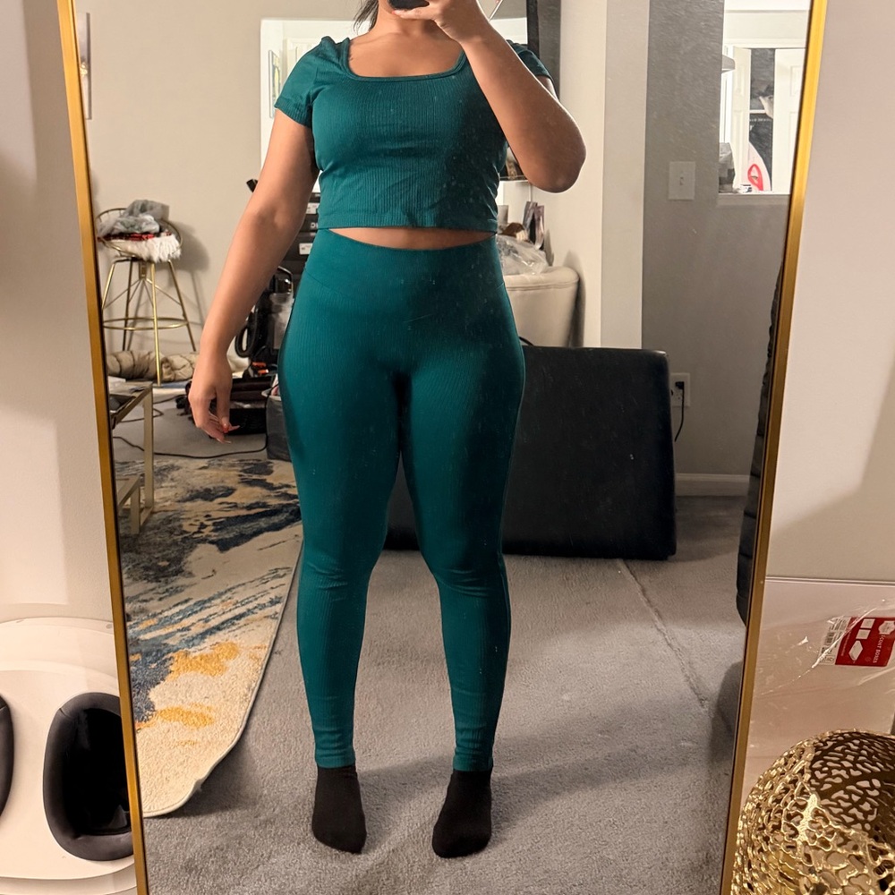 Victoria Secret Pink Green Women's Leggings Set